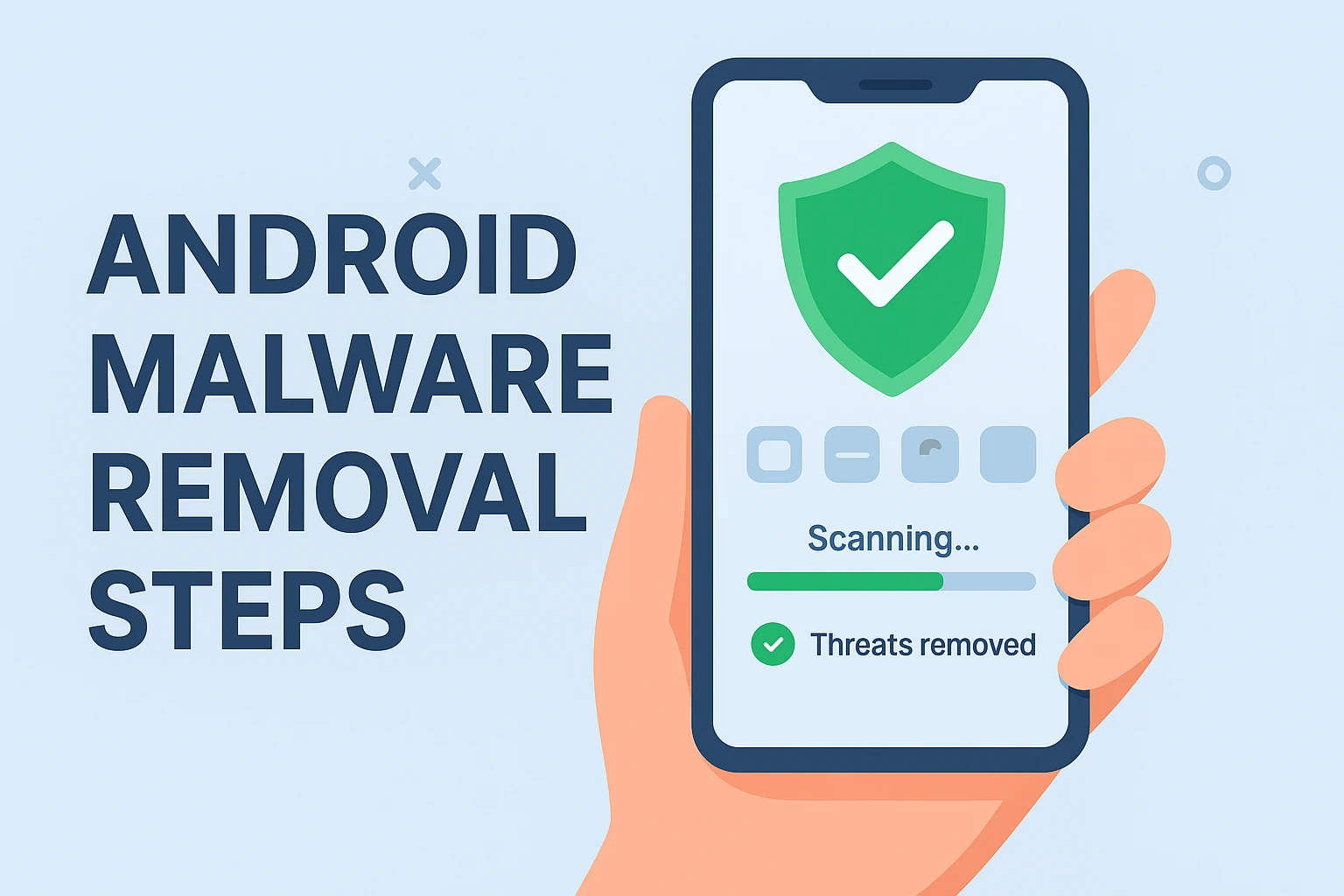 Phone screen showing malware scanning progress